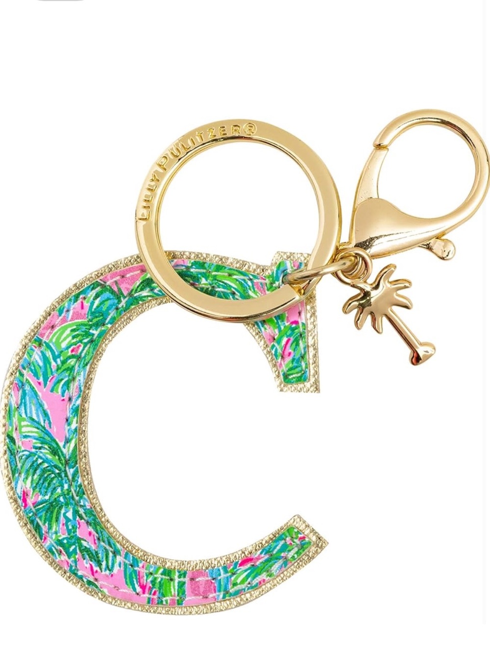 Lilly Pulitzer Leatherette Initial Keychain, Letter Bag Charm for Women